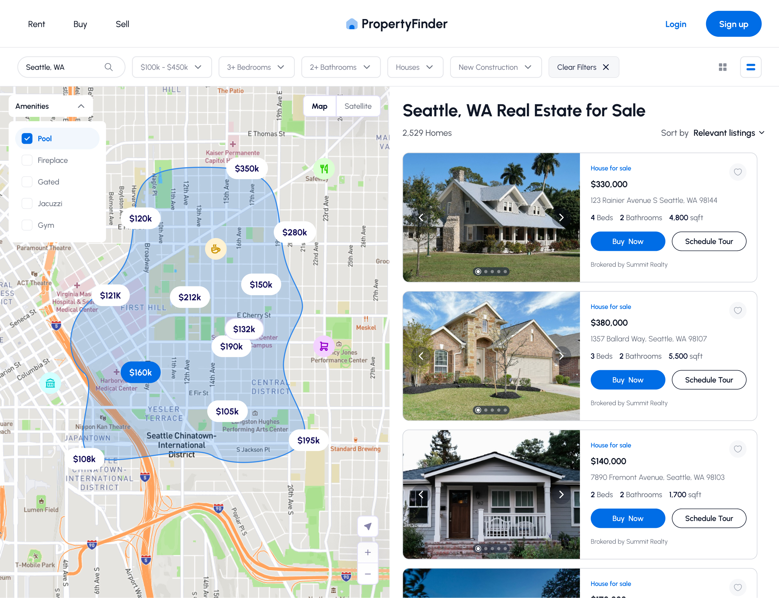 Property Buying, Selling, and Renting Web App - List View